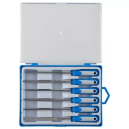 Набор ЗУБР &quot;ЭКСПЕРТ&quot; Надфили, двухкомпонентная ручка, насечка 2=бархатная, 100мм, 6шт 16020-2-H6