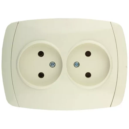 Розетка СВЕТОЗАР &quot;CITY LIGHT&quot; двойная в сборе, без заземления, цвет бежевый, 16А/~250В SV-54202-B купить в Ноябрьске
