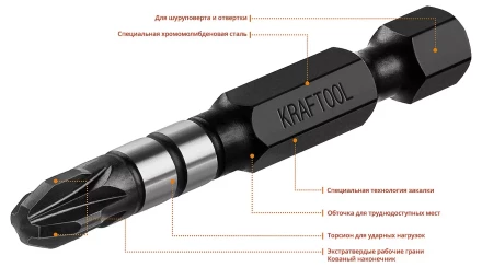 Биты для ударных шуруповертов KRAFTOOL Impact Pro PZ 26193-3-50-S10 купить в Ноябрьске