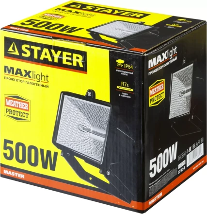 Прожектор STAYER &quot;MASTER&quot; MAXLight галогенный, с дугой крепления под установку, черный, 500Вт 57103-B купить в Ноябрьске