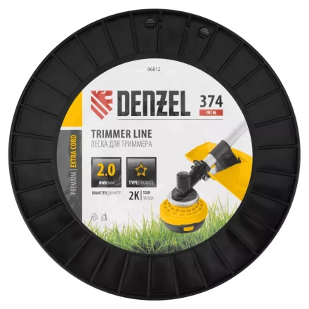 Леска для триммера двухкомпонентная звезда, 2,0мм х 374м, на DIN катушке EXTRA CORD// Denzel 96812 купить в Ноябрьске