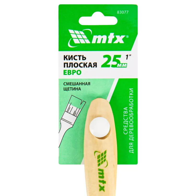 Кисть плоская "Евро" 1", смешанная щетина, деревянная ручка MTX 83077 купить в Ноябрьске