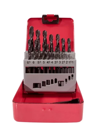 Набор сверл для металла HSS Ф1-10 мм шаг 0,5 мм 19 штук металлический футляр VMX 511623 купить в Ноябрьске