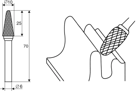Борфреза Коническая закругленная L 6х10 Энкор 21718 купить в Ноябрьске