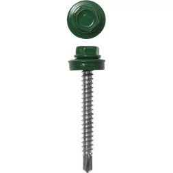 Саморезы ЗУБР &quot;ПРОФЕССИОНАЛ&quot; окраш., RAL 6002 зелен. лист, для крепл. кров. матер. к дерев. обреш., 4.8x70мм, 160шт 4-300315-48-070-6002