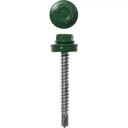 Саморезы ЗУБР &quot;ПРОФЕССИОНАЛ&quot; окраш., RAL 6002 зелен. лист, для крепл. кров. матер. к дерев. обреш., 4.8x70мм, 160шт 4-300315-48-070-6002 купить в Ноябрьске