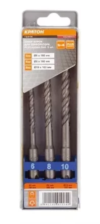 Набор буров  SDS-plus S4 3 штуки   Кратон 1 02 01 004 купить в Ноябрьске