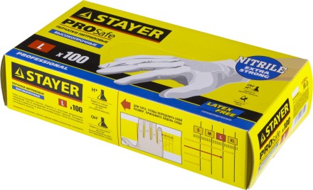 Перчатки STAYER &quot;PROFI&quot; нитриловые экстратонкие, L, 100шт 11203-L купить в Ноябрьске