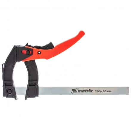 Струбцина реечная быстрозажимная пластиковый корпус рычажно-храповой механизм 100 х 90 х 195 мм штанга 5 х 20 мм Matrix 20734 купить в Ноябрьске