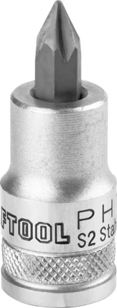 Торцовая бита-головка KRAFTOOL &quot;INDUSTRIE QUALITAT&quot;, материал S2, PHILLIPS, сатинированная, 1/2&quot;, PH1 27901-1_z01 купить в Ноябрьске