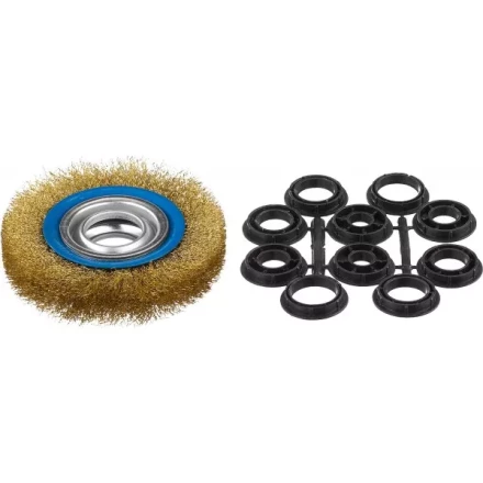 ЗУБР "ПРОФЕССИОНАЛ". Щетка дисковая для точильно-шлифовального станка, витая стальная латунирован проволока 0,3мм, 125х32мм 35186-125_z01 купить в Ноябрьске