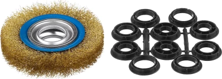 ЗУБР "ПРОФЕССИОНАЛ". Щетка дисковая для точильно-шлифовального станка, витая стальная латунирован проволока 0,3мм, 125х32мм 35186-125_z01 купить в Ноябрьске