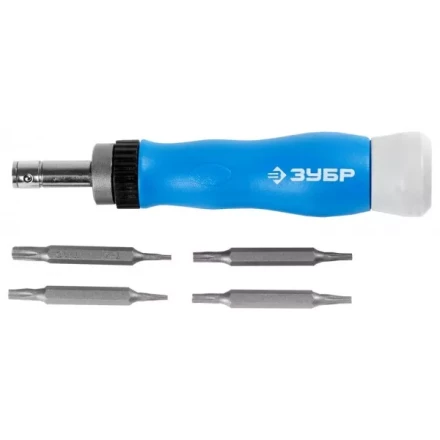 Набор ЗУБР Отвертка &quot;ЭКСПЕРТ&quot; для точных работ, реверсивная рукоятка, CR-V, сменные двусторонние биты TORX, 5предметов 25625-H5 купить в Ноябрьске