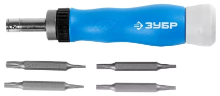 Набор ЗУБР Отвертка &quot;ЭКСПЕРТ&quot; для точных работ, реверсивная рукоятка, CR-V, сменные двусторонние биты TORX, 5предметов 25625-H5 купить в Ноябрьске