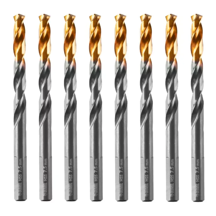 Сверло по металлу, 7,5 мм, HSS-Tin, Golden Tip, 8 шт. Denzel 717218 купить в Ноябрьске