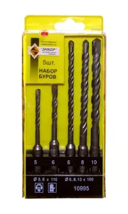 Набор буров SDS+ 5;6х110 мм 6;8;10х160 мм 5 штук пластиковый футляр Энкор 10995 купить в Ноябрьске