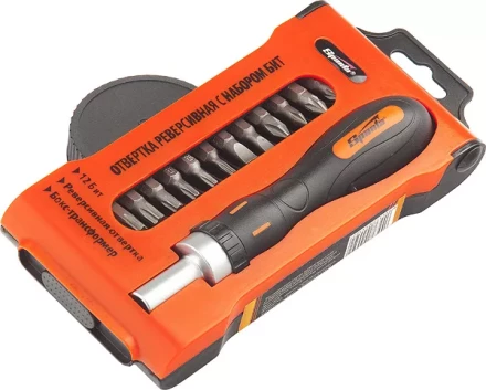 Отвертка реверсивная с набором бит, CrV, 12шт SPARTA 11347 купить в Ноябрьске