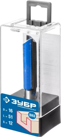 ЗУБР 16 x 51 мм, хвостовик 12 мм, фреза пазовая прямая. удлиненная, Профессионал (28754-16-51) купить в Ноябрьске