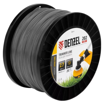 Леска для триммера двухкомпонентная звезда, 2,7мм х 202м, на DIN катушке EXTRA CORD// Denzel 96814 купить в Ноябрьске