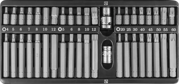 Набор вставок-бит 30 и 75мм Torx T20-T60 Spline М5-М12  42 предмета S29Н4142 SМ Jonnesway 47398 купить в Ноябрьске