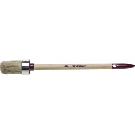 Кисть круглая ЗУБР &quot;УНИВЕРСАЛ - МАСТЕР&quot;, светлая щетина, деревянная ручка, №4, 25мм 01501-25 купить в Ноябрьске