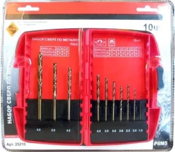 Набор сверл д/мет.Р6М5 10шт.(1-10мм) 6/6/36 25210