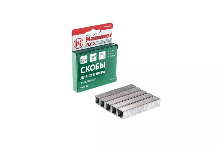 Скобы для степлера HAMMER 215-015  12мм, тип 53, 1000 шт. купить в Ноябрьске