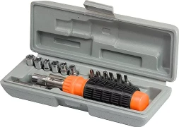 Отвертка реверсивная + биты + головки 15шт. в пласт.боксе SPARTA 115565