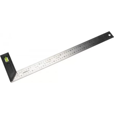 Угольник &quot;ЭКСПЕРТ&quot; разметочный, усиленный, встроенный уровень, гравирован шкала, нерж полотно 37мм, толщина 2мм, 500мм 34397-50 купить в Ноябрьске