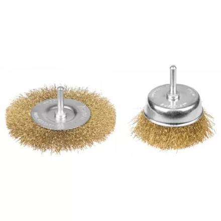 STAYER &quot;PROFESSIONAL&quot;. Набор щеток-крацовок для дрели, витая стальная латунированная проволока 0,3мм, дисковая 100мм, чашечная 75мм, 2шт 35150-H2_z01 купить в Ноябрьске