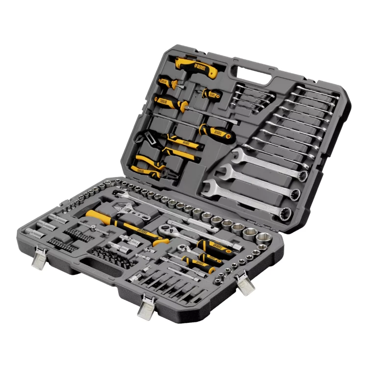 Набор инструментов Denzel 15804, 1/2", 1/4", CrV, S2, пластиковый кейс, 122 предмета купить в Ноябрьске