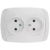 Розетка СВЕТОЗАР &quot;CITY LIGHT&quot; двойная в сборе, без заземления, цвет белый, 16А/~250В SV-54202-W купить в Ноябрьске