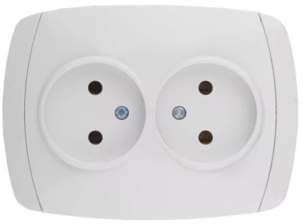 Розетка СВЕТОЗАР &quot;CITY LIGHT&quot; двойная в сборе, без заземления, цвет белый, 16А/~250В SV-54202-W купить в Ноябрьске