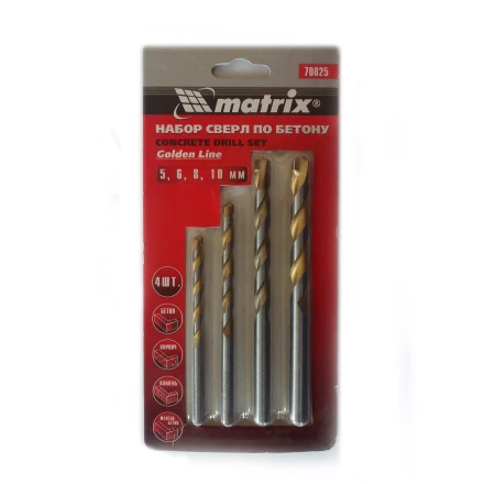 Набор сверл по бетону Golden Line 5-6-8-10мм MATRIX 70825 купить в Ноябрьске