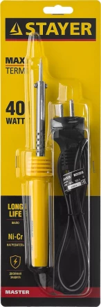 Паяльник STAYER &quot;MASTER&quot; с пластмассовой рукояткой и долговечным жалом, 40 Вт, конус 55305-40 купить в Ноябрьске
