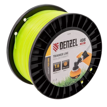 Леска для триммера круглая, 1,6мм х 408м, на DIN катушке FLEX CORD, Denzel 96268 купить в Ноябрьске