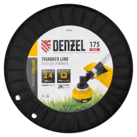 Леска для триммера двухкомпонентная квадрат, 2,4мм х 175м, на DIN катушке EXTRA CORD// Denzel 96818 купить в Ноябрьске