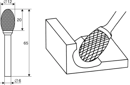 Борфреза Овальная E 6х12 Энкор 21707 купить в Ноябрьске