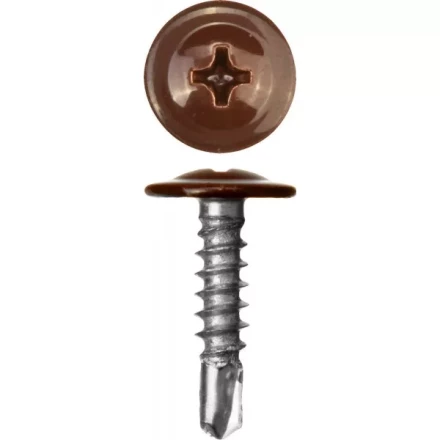 Саморезы ЗУБР с прессшайбой и сверлом по листовому металлу до 2мм, окрашенные в RAL-8017, PH2, 4,2х16мм, 500шт 300211-42-016-8017 купить в Ноябрьске