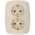 Розетка СВЕТОЗАР &quot;CITY LIGHT&quot; двойная в сборе, с заземлением, цвет бежевый, 16А/~250В SV-54207-B купить в Ноябрьске