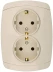 Розетка СВЕТОЗАР &quot;CITY LIGHT&quot; двойная в сборе, с заземлением, цвет бежевый, 16А/~250В SV-54207-B купить в Ноябрьске