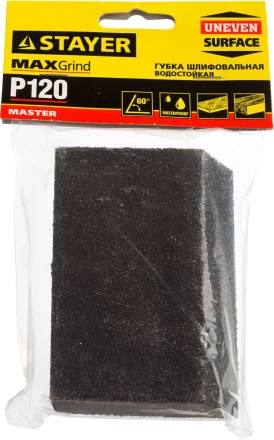 Губка шлифовальная STAYER "MASTER" угловая, зерно - оксид алюминия, Р120, 100 x 68 x 42 x 26 мм, средняя жесткость 3561-120 купить в Ноябрьске