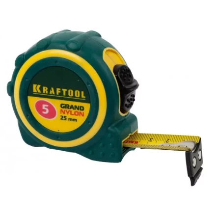 Рулетка KRAFTOOL &quot;GRAND&quot;, двухкомпонентный корпус, двусторонняя шкала, нейлоновое покрытие, 5мх25мм 3412-05_z01 купить в Ноябрьске