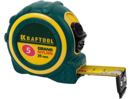Рулетка KRAFTOOL &quot;GRAND&quot;, двухкомпонентный корпус, двусторонняя шкала, нейлоновое покрытие, 5мх25мм 3412-05_z01 купить в Ноябрьске