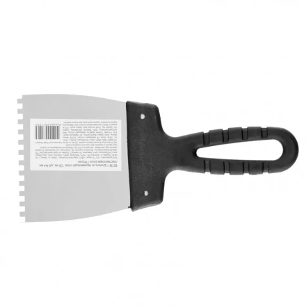 Шпатель из нержавеющей стали 100 мм зуб 4 х 4 мм пластмассовая ручка Россия 85138 купить в Ноябрьске