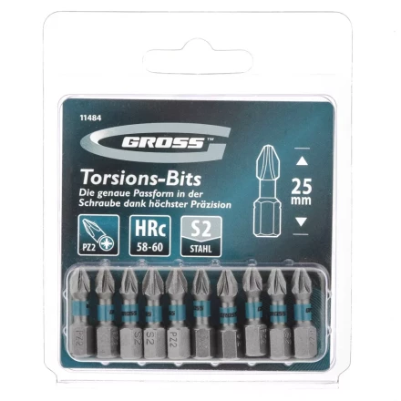 Набор бит торсионных PZ2x25 мм для ударных шуруповертов 10 шт. Gross 11484 купить в Ноябрьске