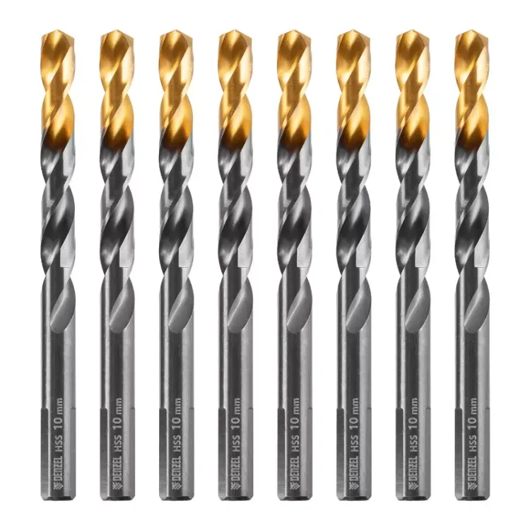 Сверло по металлу, 10 мм, HSS-Tin, Golden Tip, 8 шт. Denzel 717222 купить в Ноябрьске