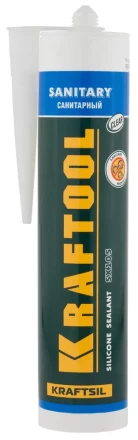 Герметик силиконовый KRAFTOOL прозрачный, санитарный, для помещений с повышенной влажностью, 300мл 41255-2 купить в Ноябрьске