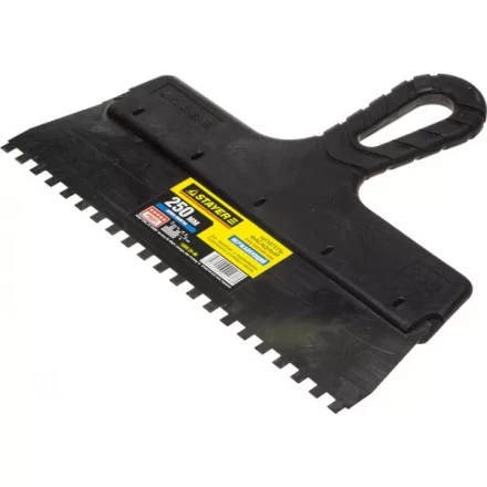 Шпатель STAYER &quot;PROFESSIONAL&quot; нержавеющий зубчатый с пластмассовой ручкой, 250мм, зуб 6х6мм 1009-25-06 купить в Ноябрьске