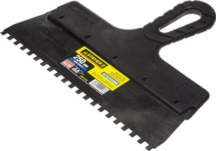 Шпатель STAYER &quot;PROFESSIONAL&quot; нержавеющий зубчатый с пластмассовой ручкой, 250мм, зуб 6х6мм 1009-25-06 купить в Ноябрьске